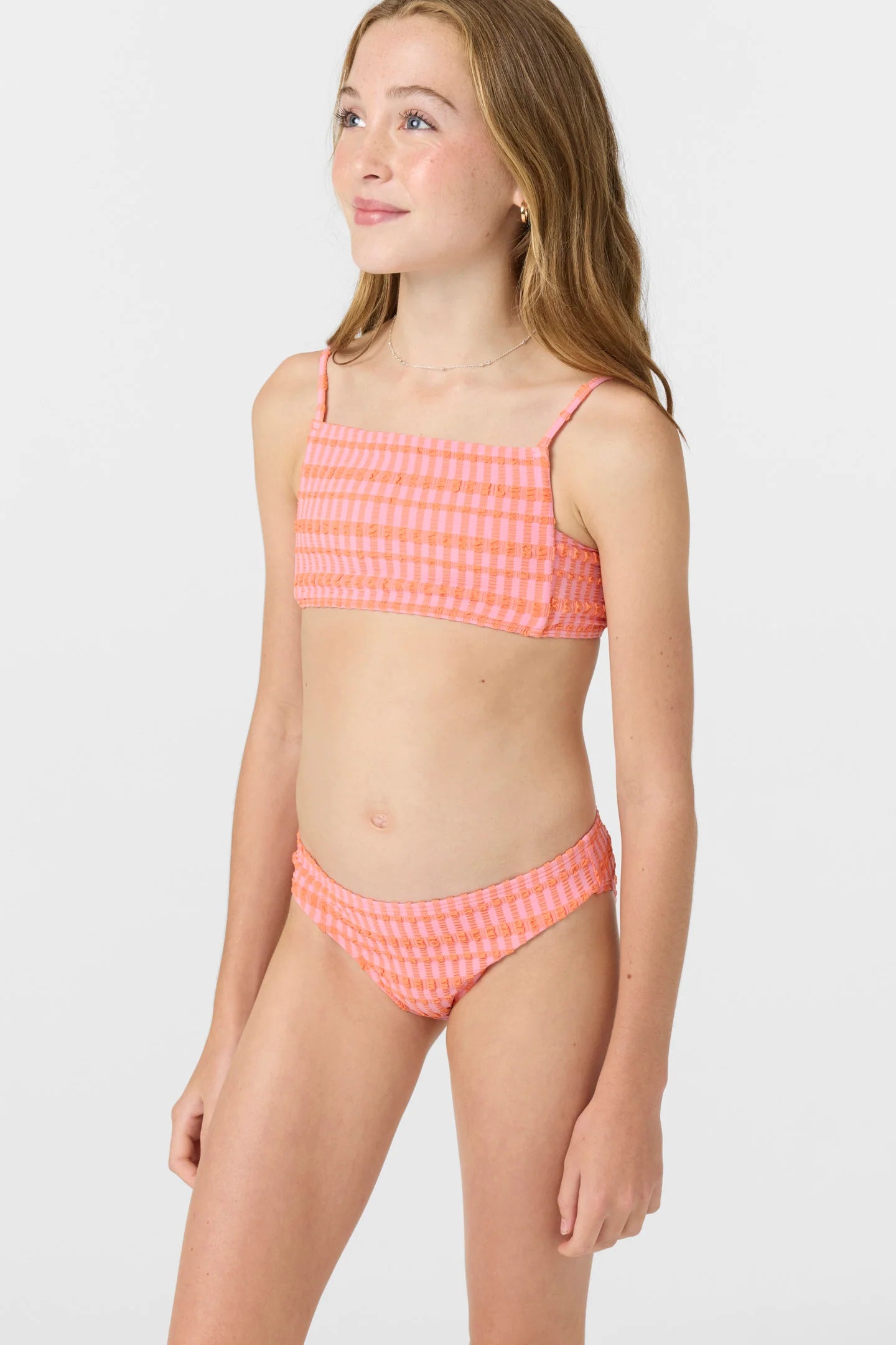 O'Neill Girls Paradise Plaid Square Neck Top 2 Piece Set