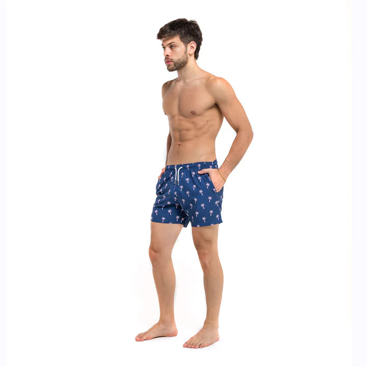 Bermies Mens Pink Palms Classic Swim Trunks w/Liner