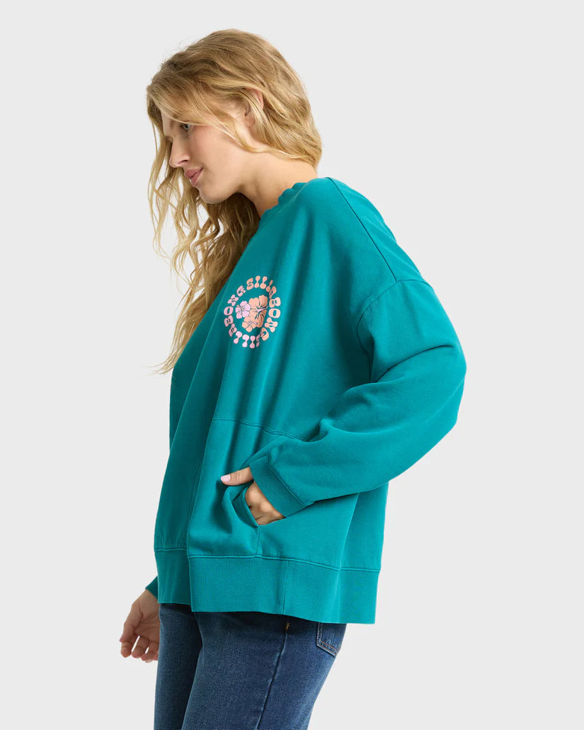Billabong Women's  Pinky Keen Palm Crewneck Sweatshirt