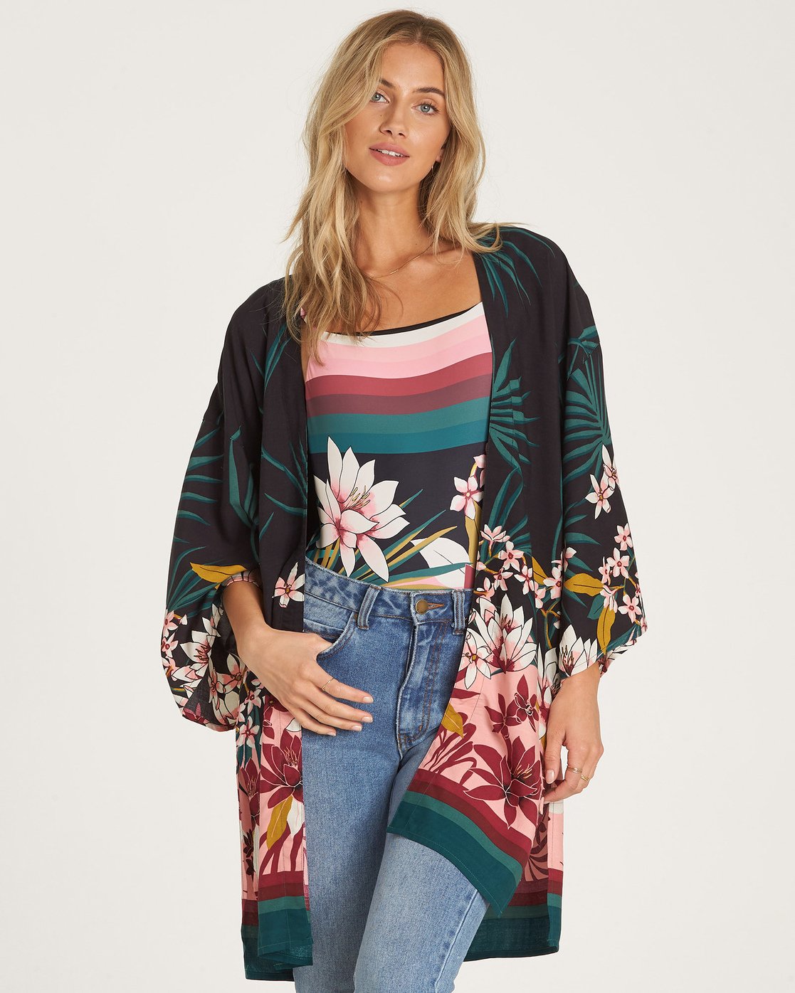 Haut kimono Billabong Paradise Palms pour femme