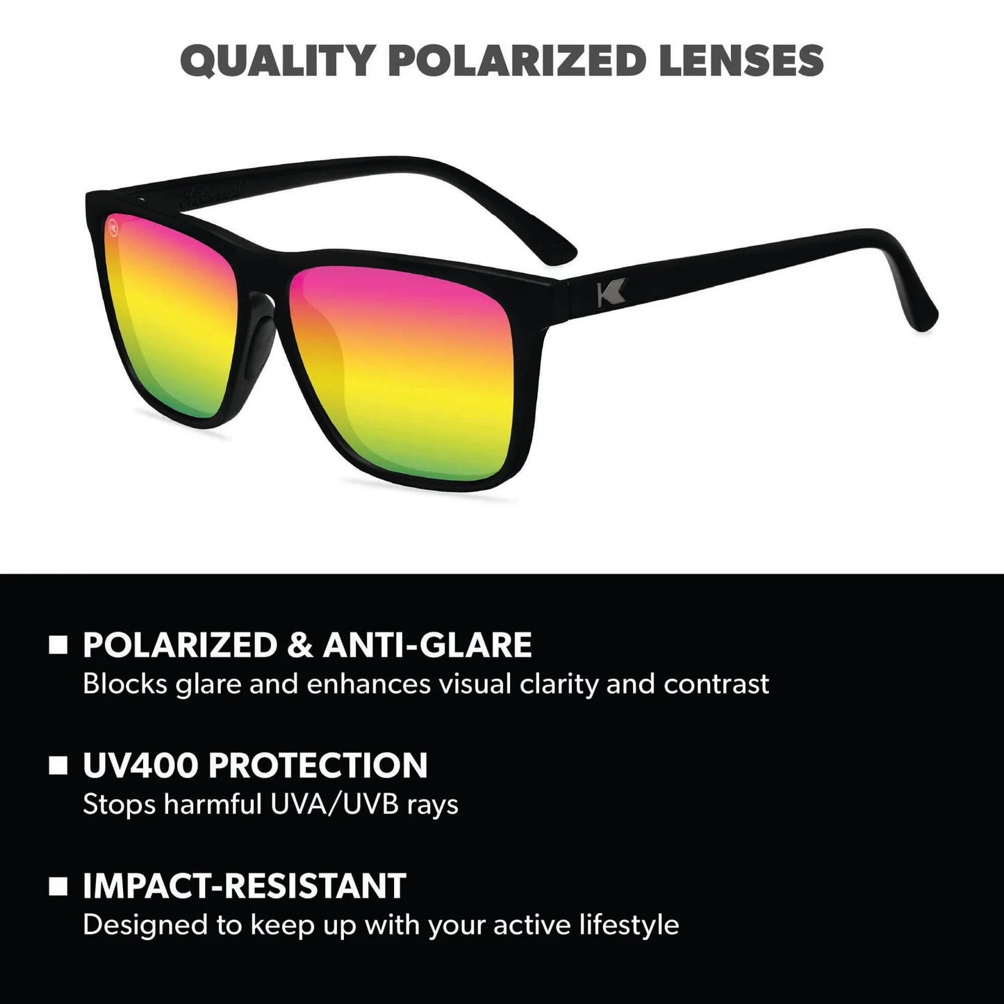 Knockaround Fast Lanes Sport Sunglasses Rainbow / Black