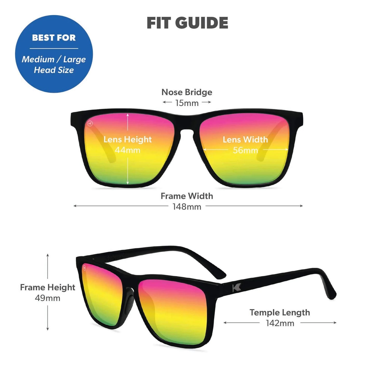 Knockaround Fast Lanes Sport Sunglasses Rainbow / Black
