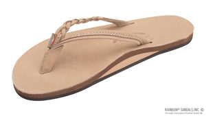 Rainbow Sandals Womens Flirty Braidy Single Layer Premier Braided Leather 1/2" Narrow Strap Sandals