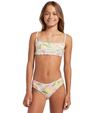 Billabong Girl's Tropic Crush Reversible Square Crop 2 Piece Bikini Set