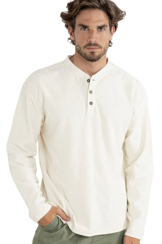 Rhythm Mens Vintage Terry Long Sleeve Henley