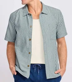 Rhythm Men's Seersucker Stripe Short Sleeve Shirt