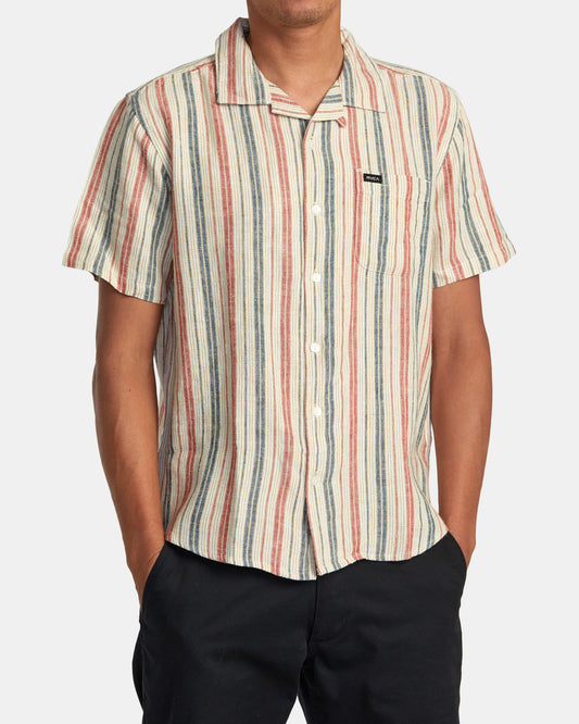 RVCA Mens Satellite Stripe Short Sleeve Shirt