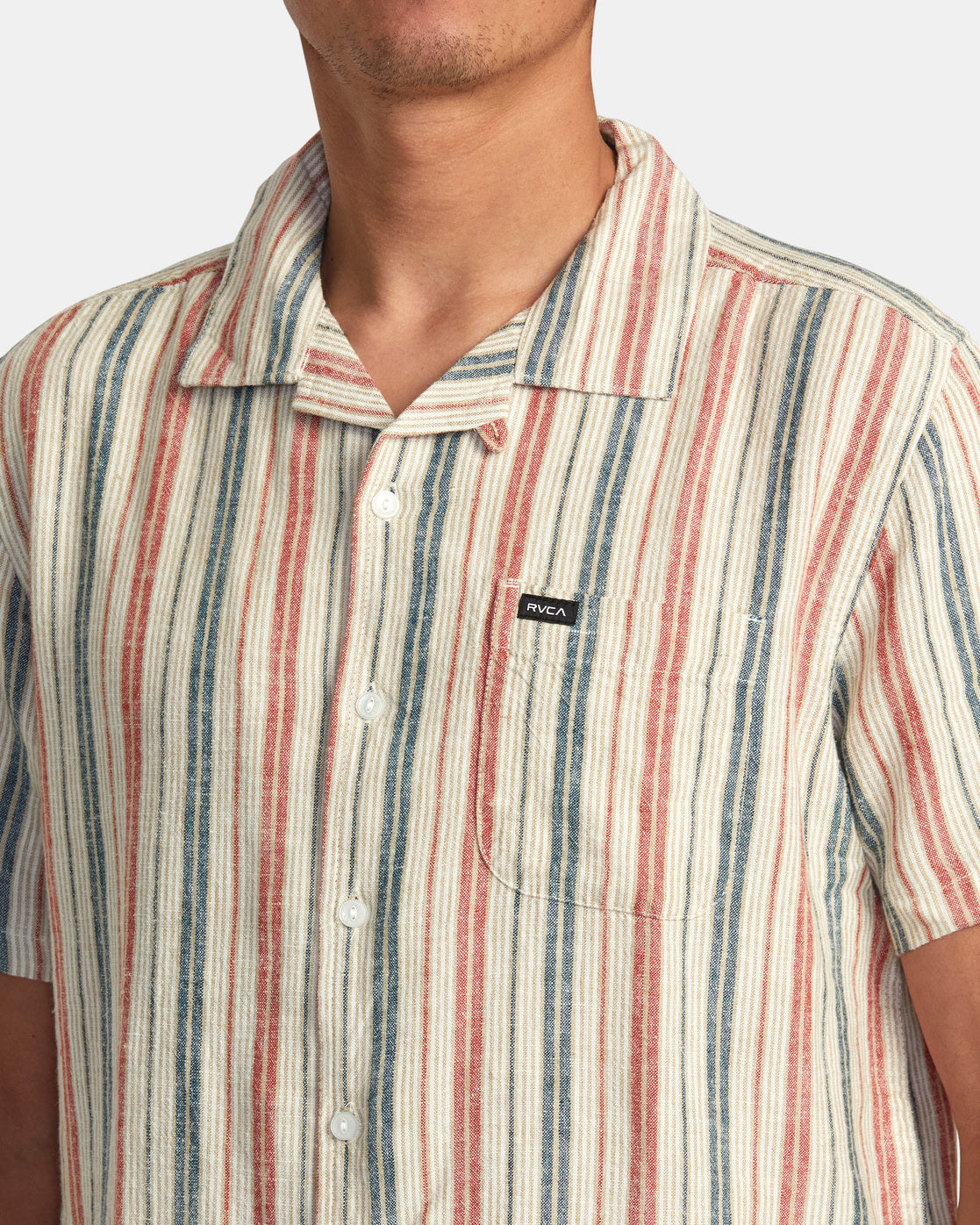 RVCA Herren Satellite Stripe Kurzarmhemd