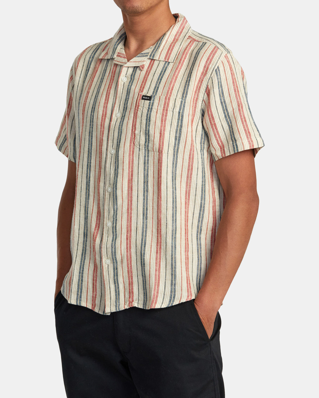 RVCA Herren Satellite Stripe Kurzarmhemd