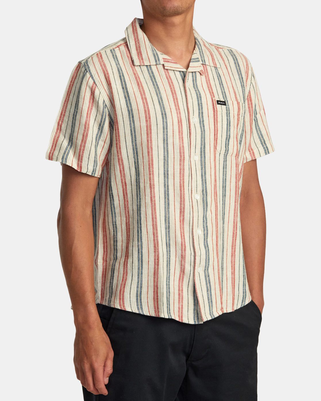 RVCA Herren Satellite Stripe Kurzarmhemd