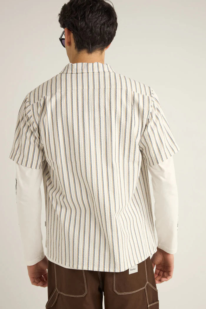 Rhythm Mens Seersucker Stripe Short Sleeve Shirt