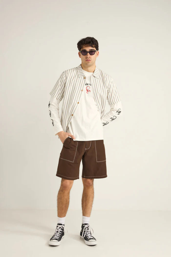 Rhythm Mens Seersucker Stripe Short Sleeve Shirt