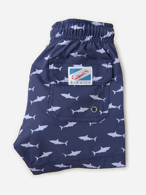 Bermies Boys Shark Attack Swim Trunks w/Compression Liner