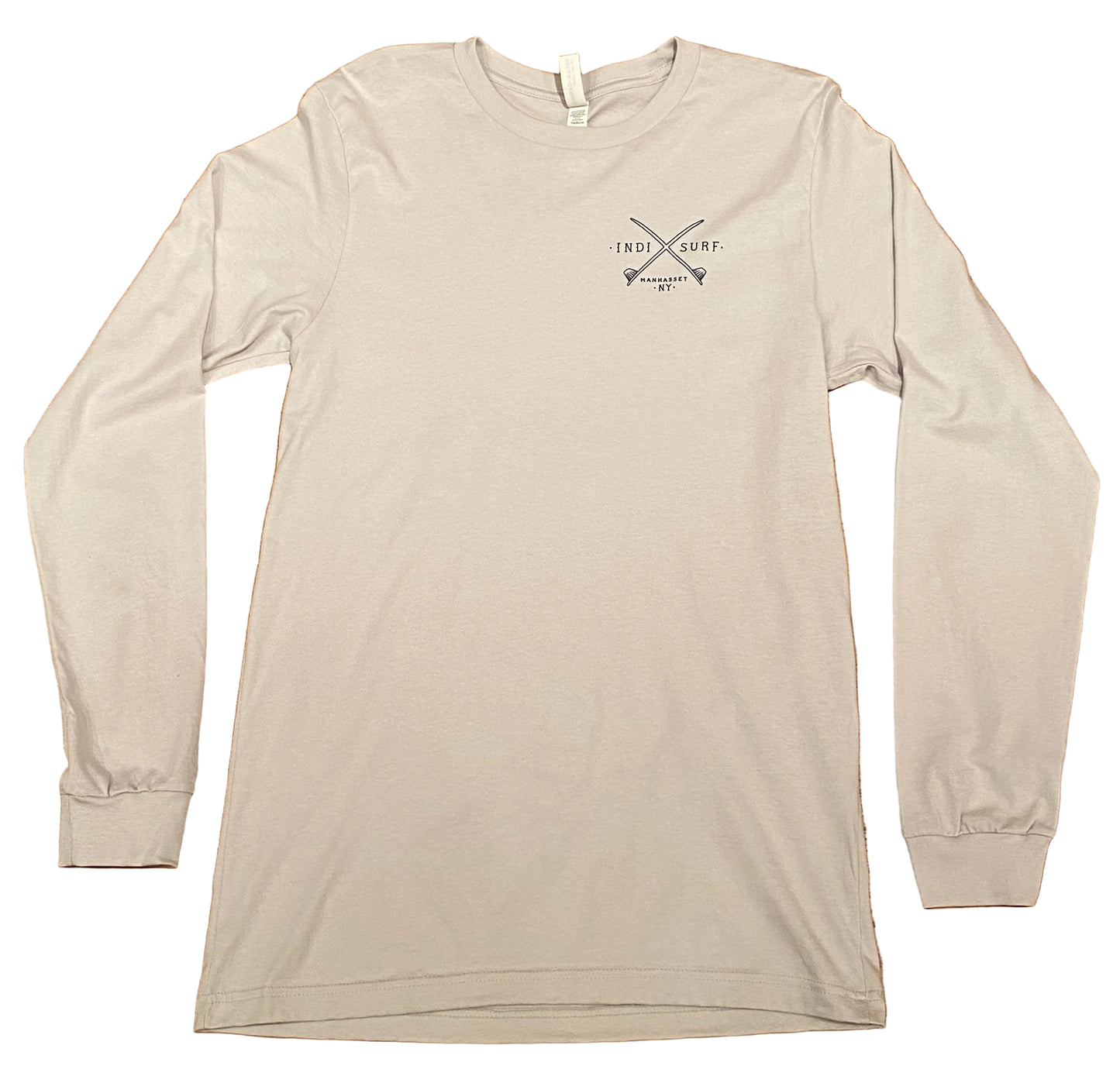 Indi Surf Mens Long Sleeve T-Shirt Silver/Navy Blue Logo