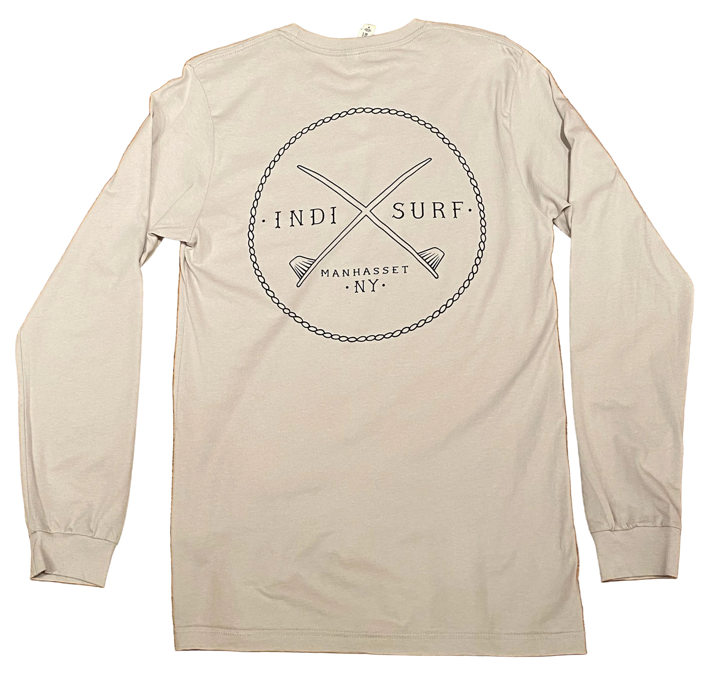Indi Surf Mens Long Sleeve T-Shirt Silver/Navy Blue Logo