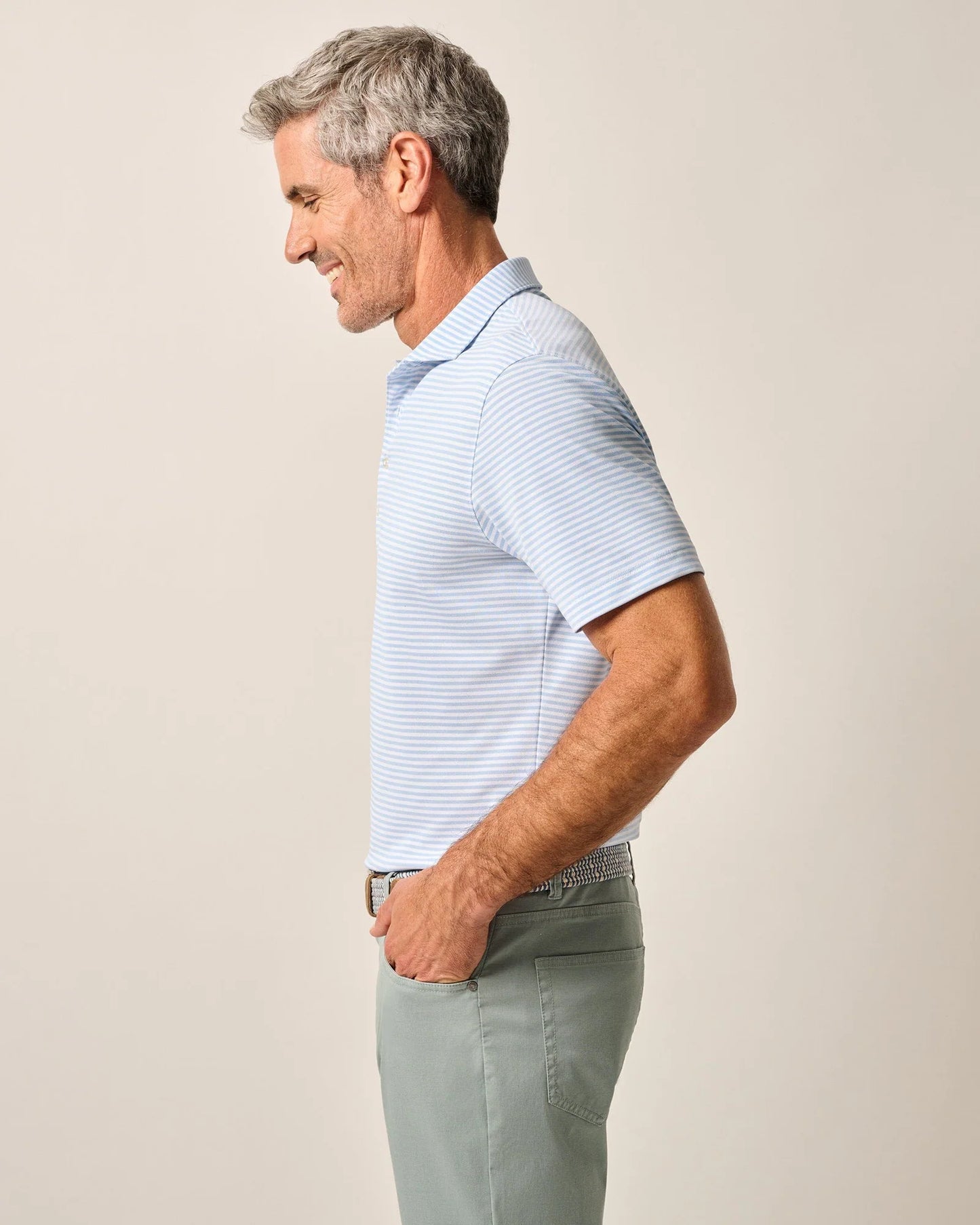 johnnie-O Mens Stetsons Stripe Performance Mesh Polo