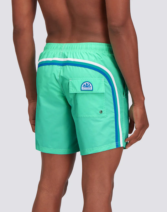 Sundek Mens 16" Mid-Length Elastic Waist Swim Trunk