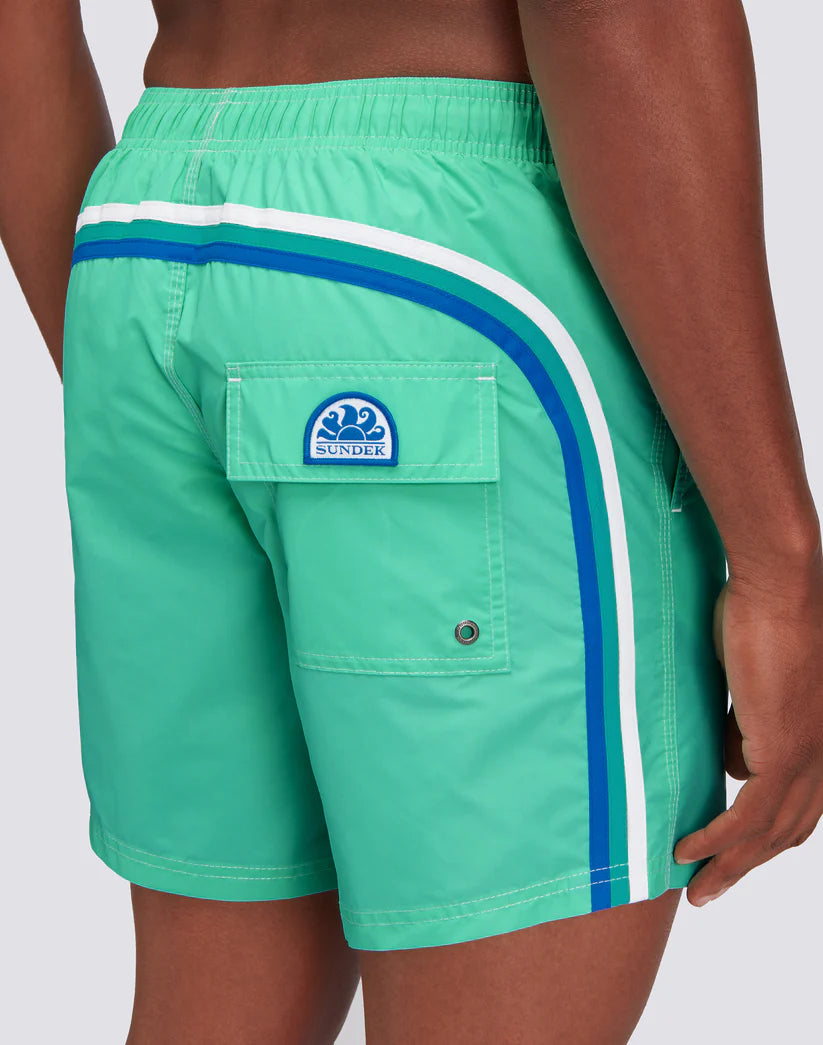 Sundek Mens 16" Mid-Length Elastic Waist Swim Trunk