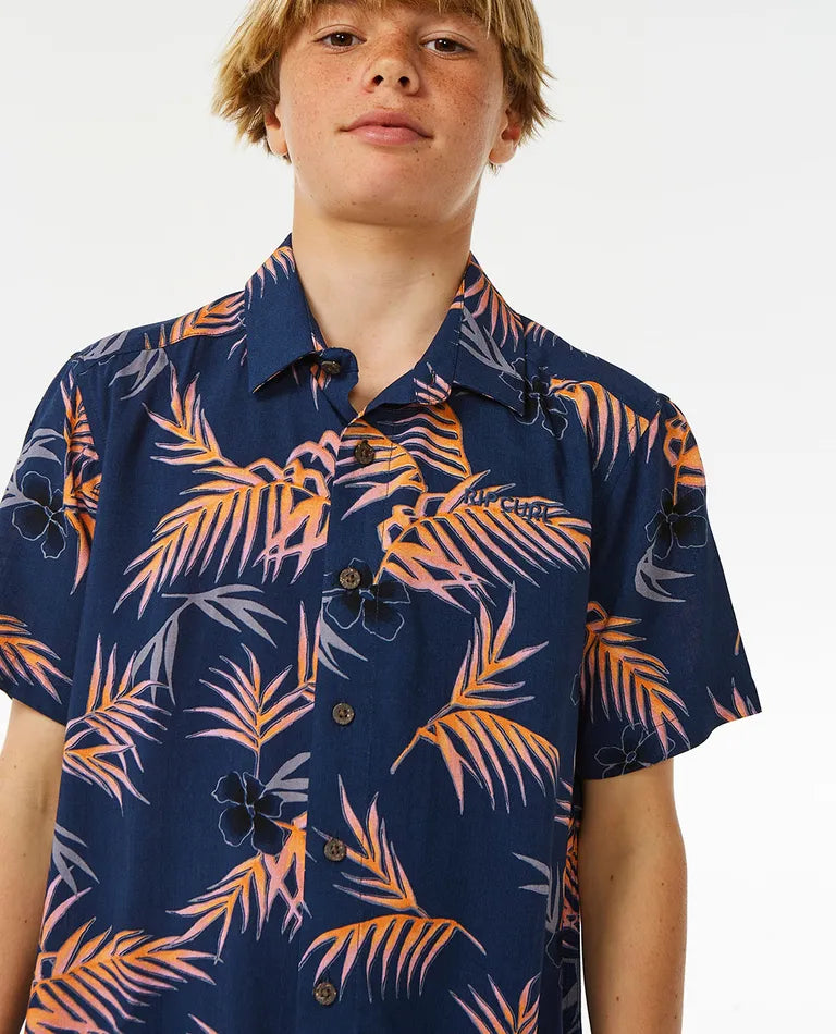 Rip Curl Jungen Surf Revival Kurzarmhemd mit Blumenmuster