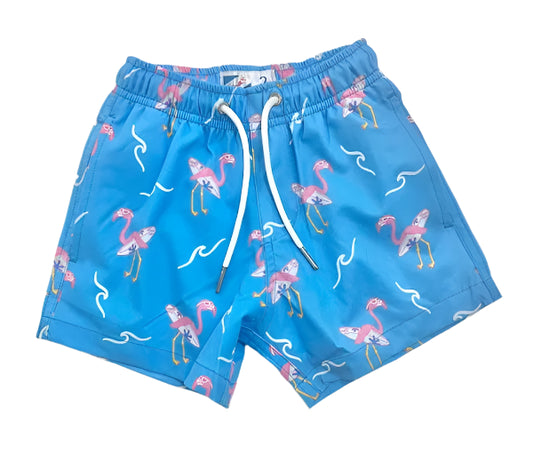 Bermies Kids Surf Flamingo Swim Trunks w/Compression Liner