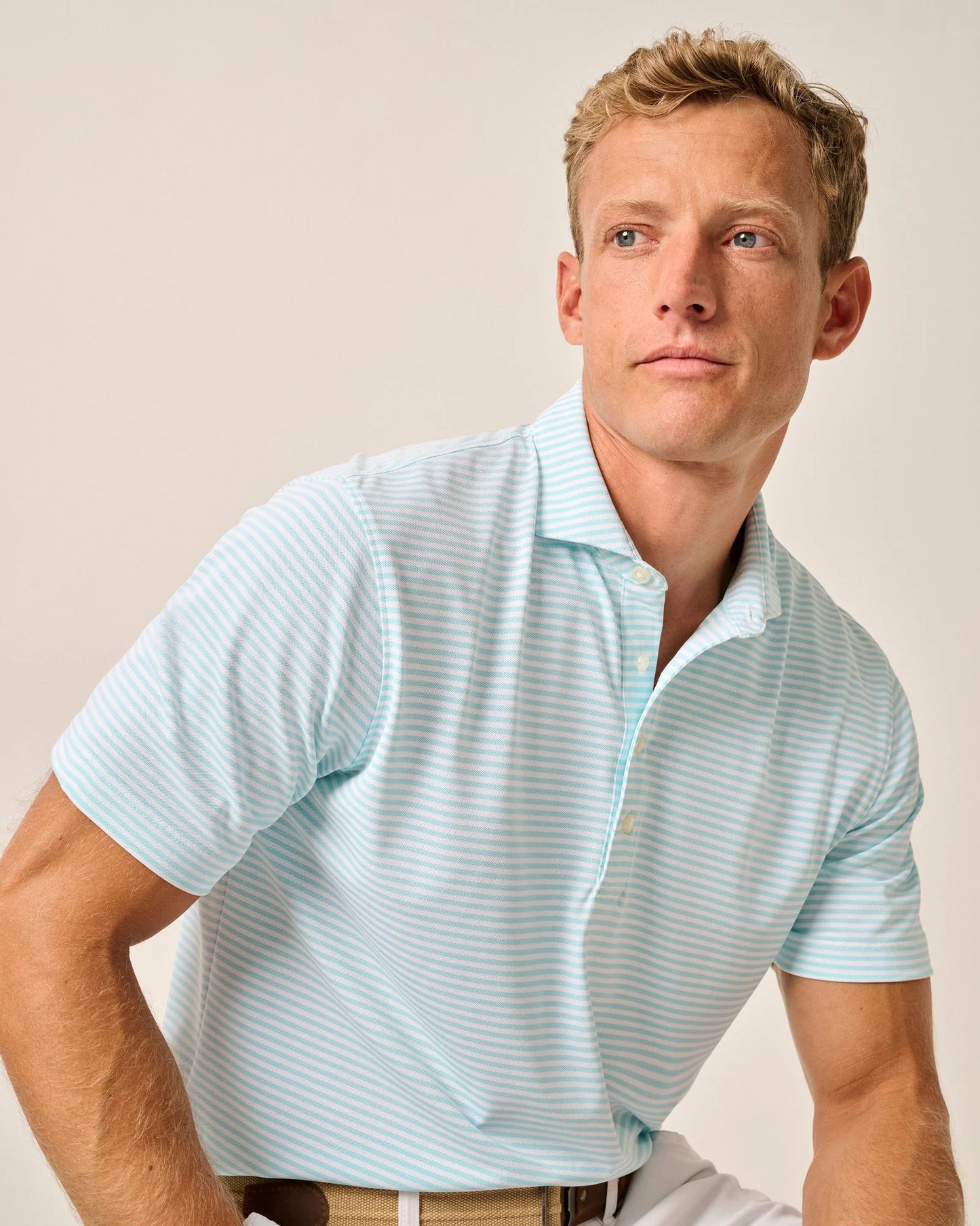 johnnie-O Mens Stetsons Stripe Performance Mesh Polo
