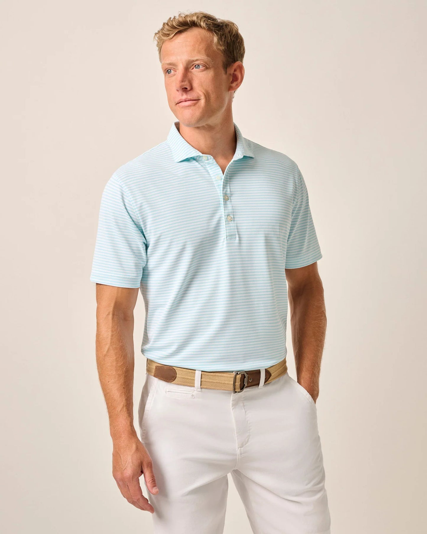johnnie-O Mens Stetsons Stripe Performance Mesh Polo