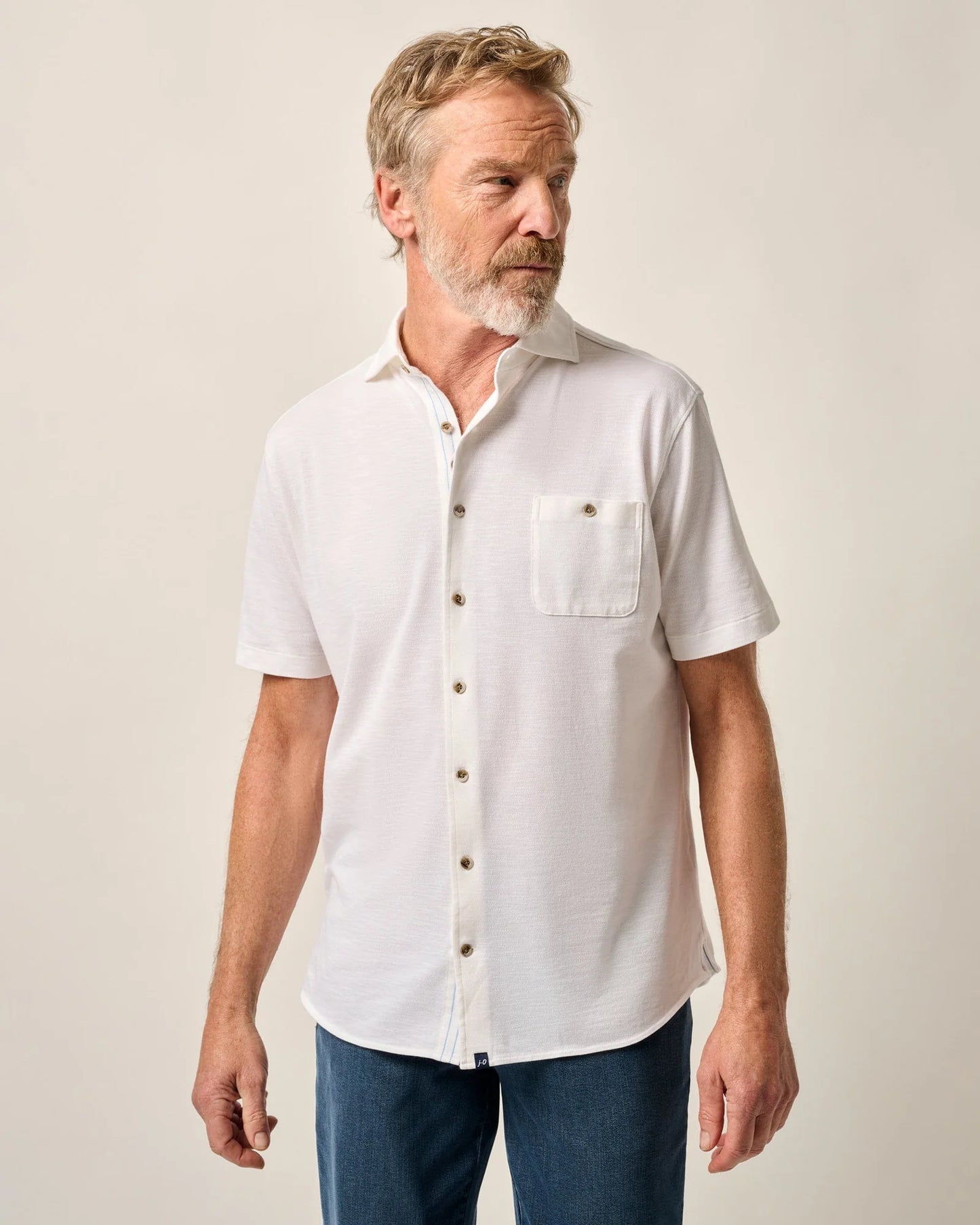 johnnie-O Mens Tasca Short-Sleeve Knit Pique Button-Down Shirt