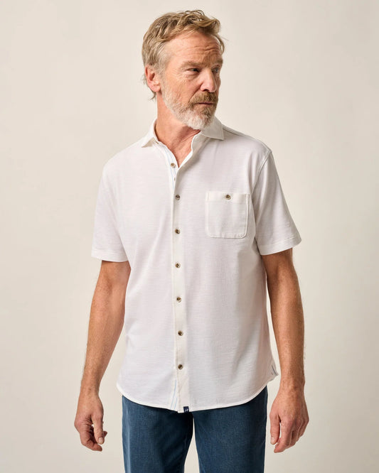 johnnie-O Mens Tasca Short-Sleeve Knit Pique Button-Down Shirt