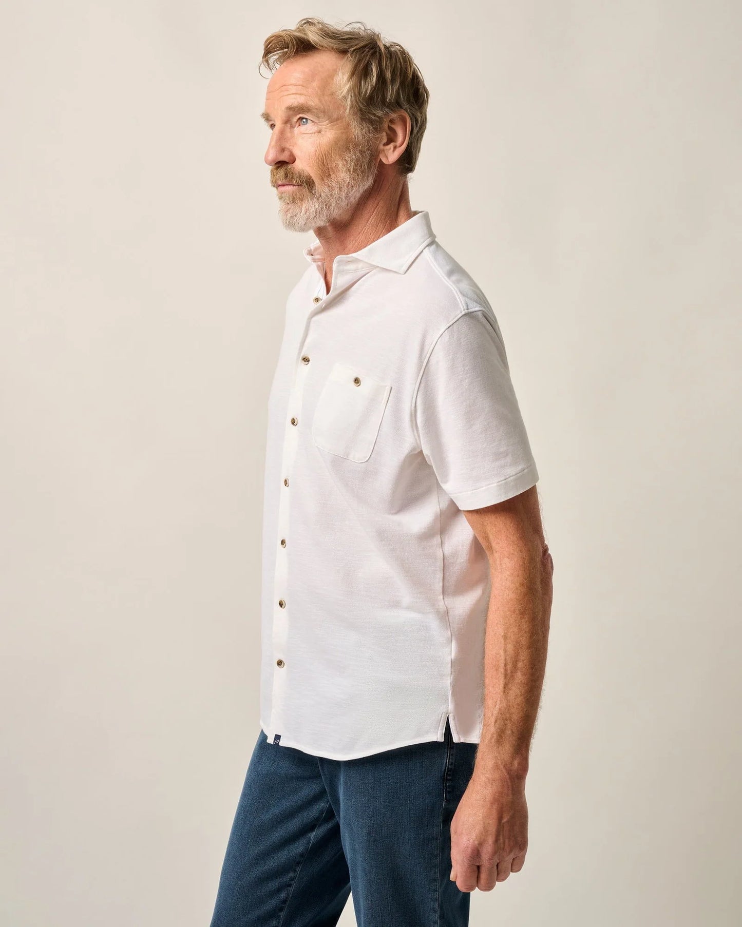 johnnie-O Mens Tasca Short-Sleeve Knit Pique Button-Down Shirt