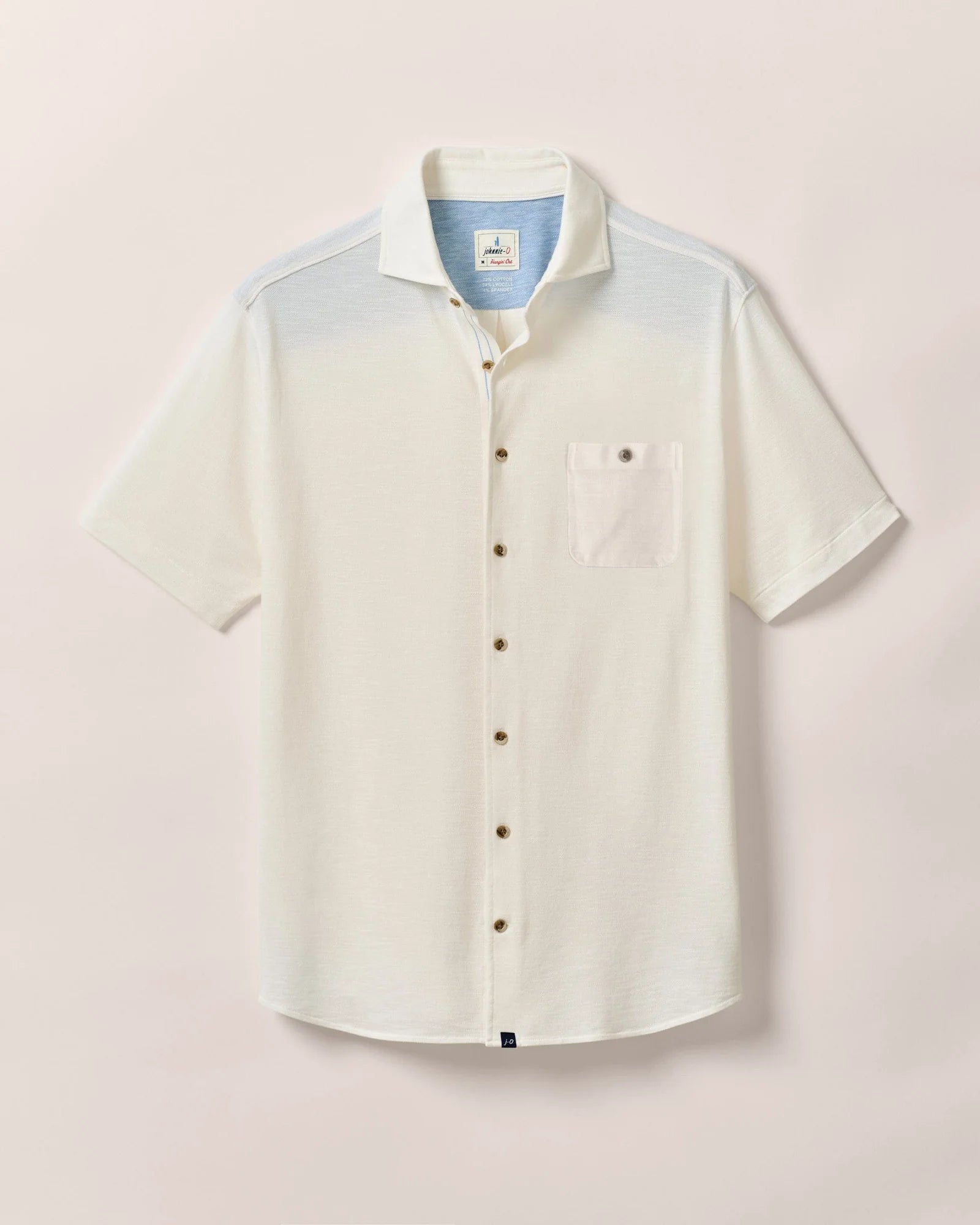 Johnnie-O Men's Short-Sleeve Knit Pique Button-Up Shirt - Tasca in White Johnnie-O Men's Short-Sleeve Knit Pique Button-Up Shirt - Tasca in White