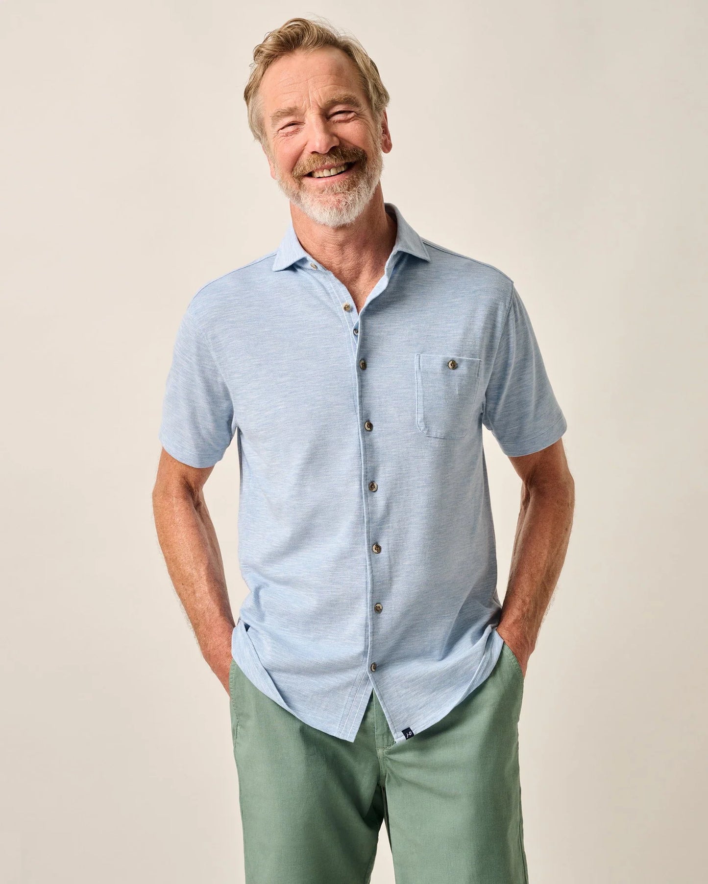 johnnie-O Mens Tasca Short-Sleeve Knit Pique Button-Down Shirt