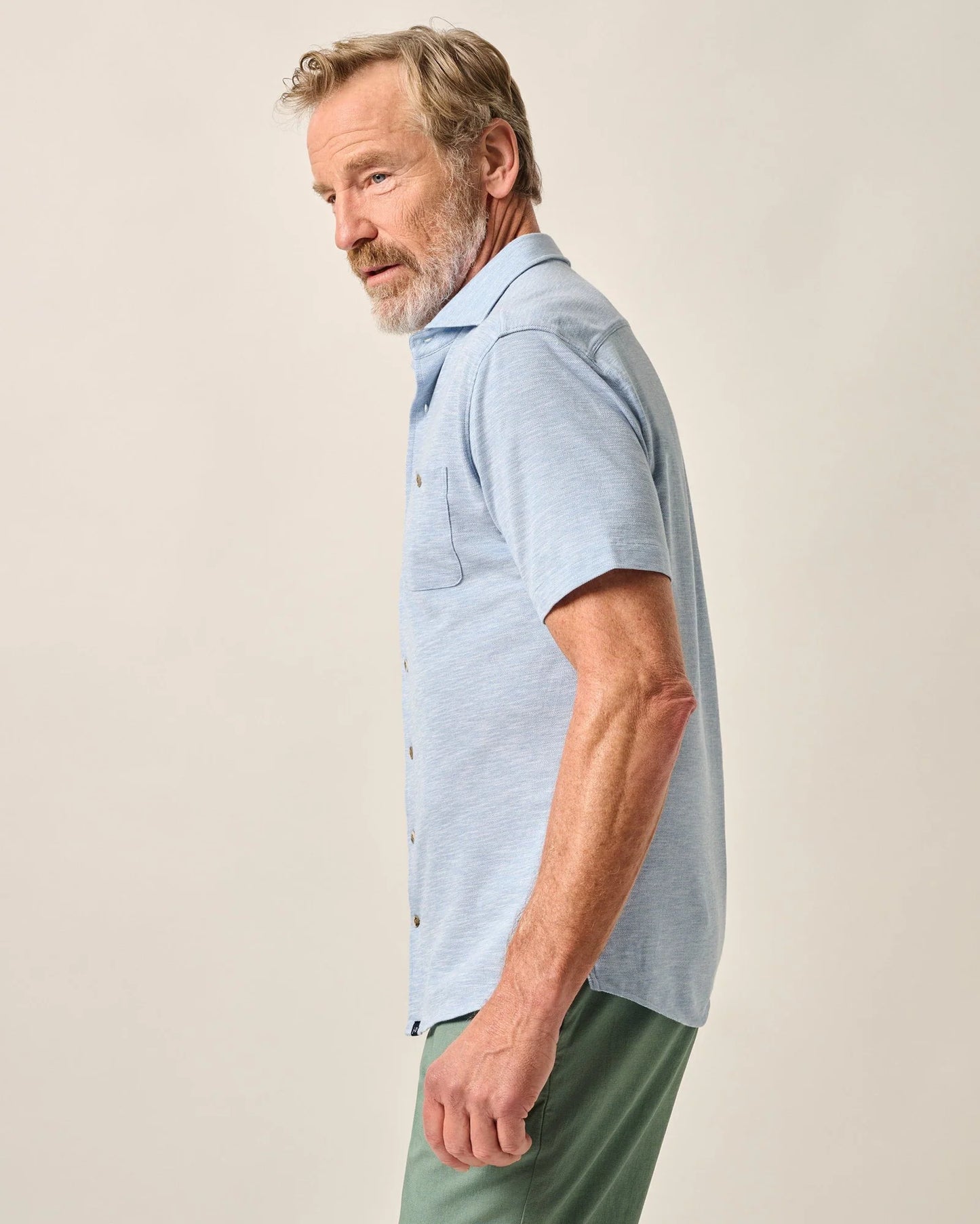 johnnie-O Mens Tasca Short-Sleeve Knit Pique Button-Down Shirt