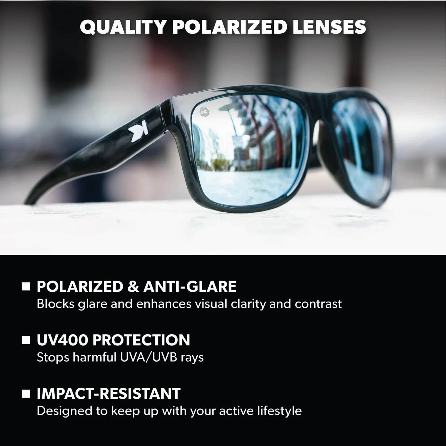 Knockaround Torrey Pines Sport Jelly Black / Sky Blue Sunglasses