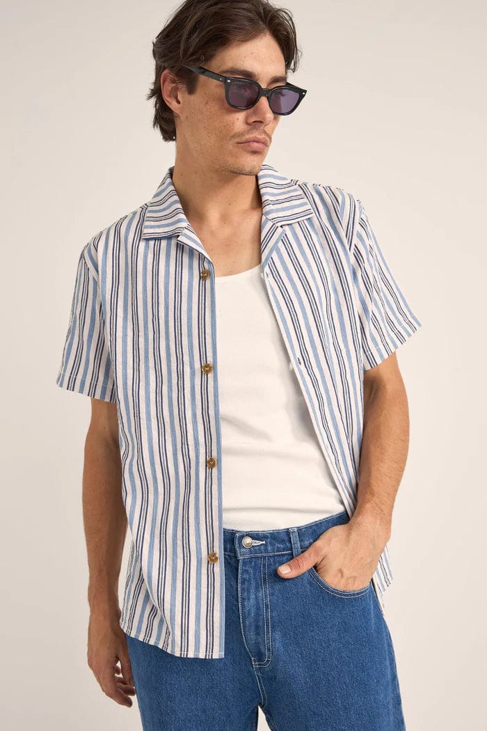 Rhythm Mens Vacation Stripe Short Sleeve Shirt