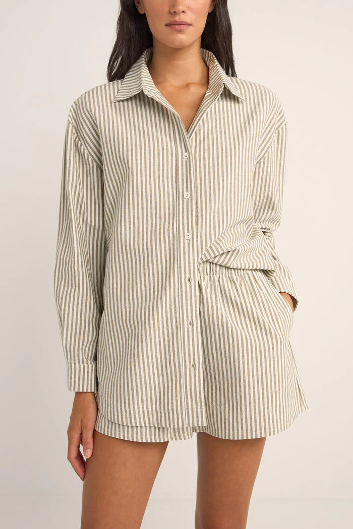 Rhythm Womens Valley Stripe Oversized Shirt