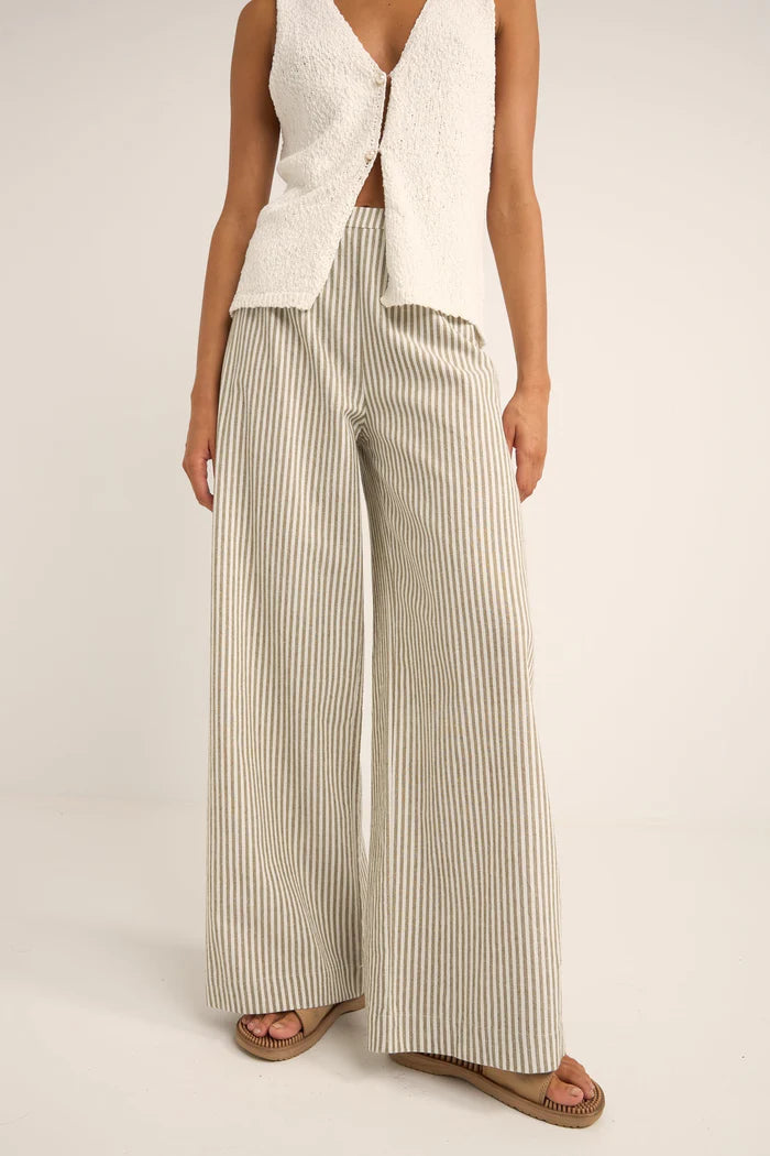 Rhythm Womens Valley Stripe Wide Leg Pant