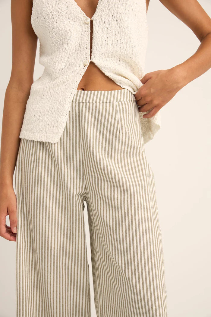 Rhythm Womens Valley Stripe Wide Leg Pant