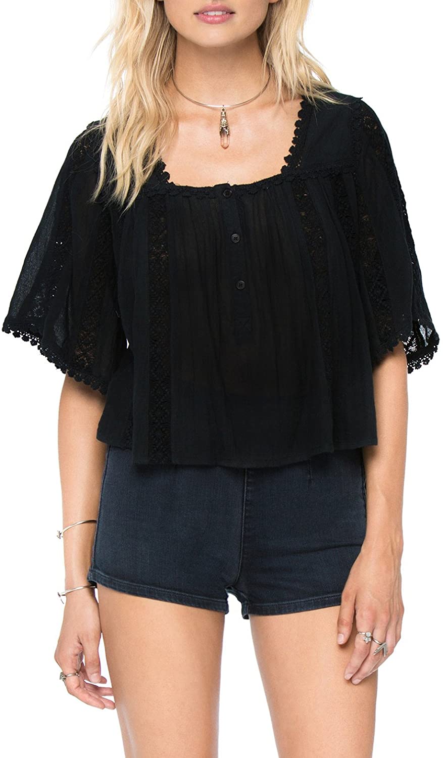 Amuse Society Womens Bryden Woven Blouse