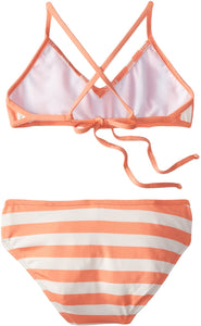 Ella Moss Girls Cabana Crop Top Tunnel Pant 2 Piece Bikini Swimsuit, Orange - Indi Surf