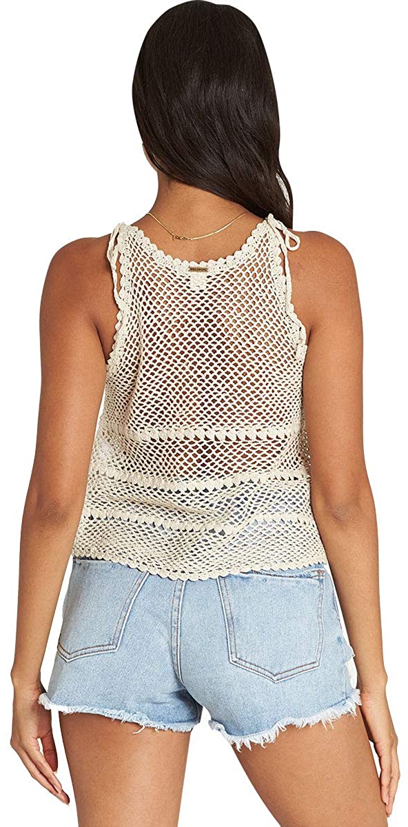 Billabong Women's Vacay Nites Crochet Tank, (WCP) White Cap, Size Medium - Indi Surf