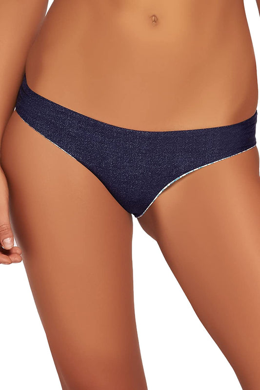 LSpace Women's Scandalous Skin Reversible Hipster Bikini Bottom Denim S - Indi Surf