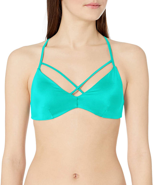 RVCA Women's Solid Strappy Bralette Bikini Top - Indi Surf