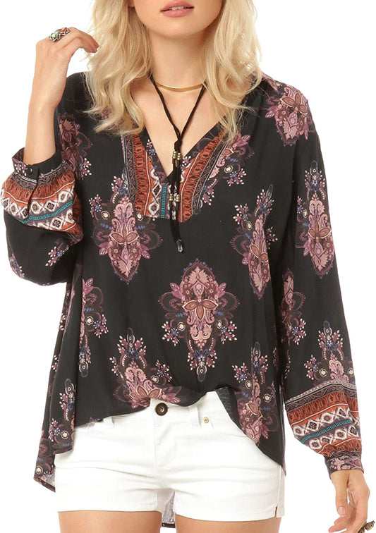 O'Neill Juniors Tawny Printed Gauze Blouse