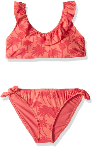 O'Neill Girls' Big Palm Ruffle Top Bikini Set - Indi Surf