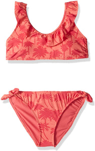 O'Neill Girls' Big Palm Ruffle Top Bikini Set - Indi Surf