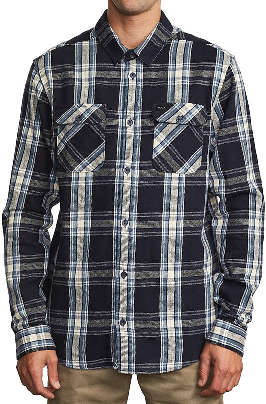 RVCA Men's Reverberation Plaid Button-Up Flannel