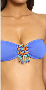 OndadeMar Women's Mirage Bandeau Bikini Top with Hand Embroidered Beading - Indi Surf