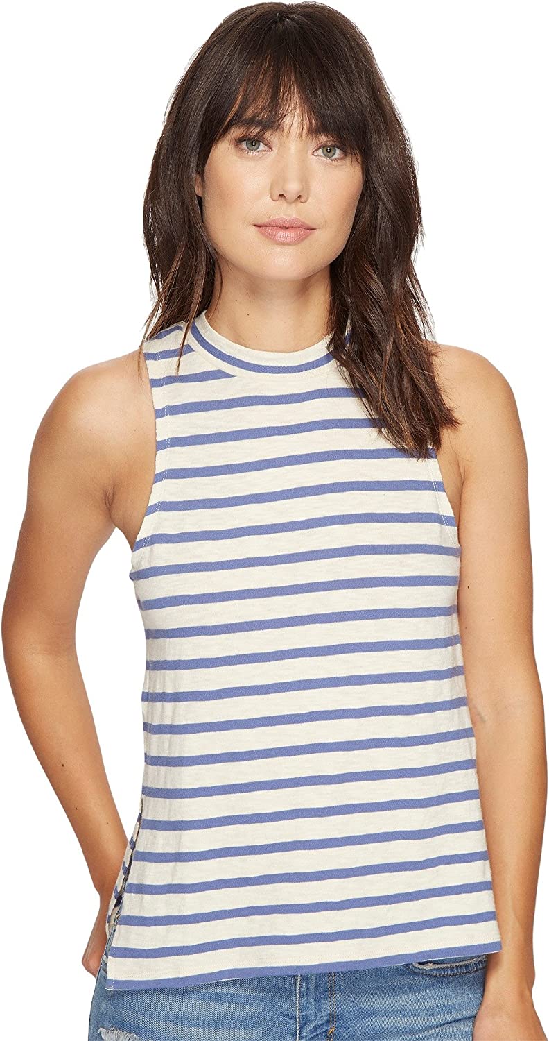 Billabong Junior's Your Eyes Striped Mock Neck Muscle Tee