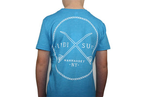 Indi Surf Boys Signature Short Sleeve T-Shirt - Neon Blue w/White Logo - Indi Surf