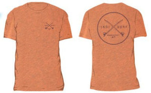Indi Surf Boys Signature Short Sleeve T-Shirt - Heather Orange w/Blue Logo - Indi Surf